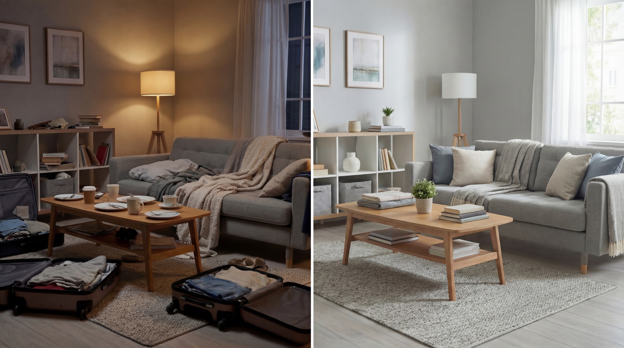 Before and after turnover cleaning